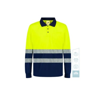 Polo de manga larga de alta visibilidad banda segmentada SOUL HV