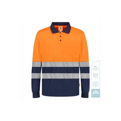 Polo de manga larga de alta visibilidad banda segmentada SOUL HV
