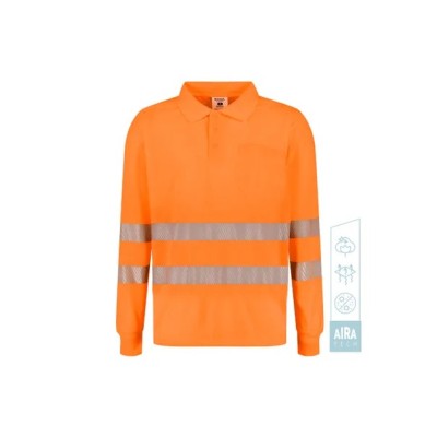 Polo de manga larga de alta visibilidad monocolor DRUM HV